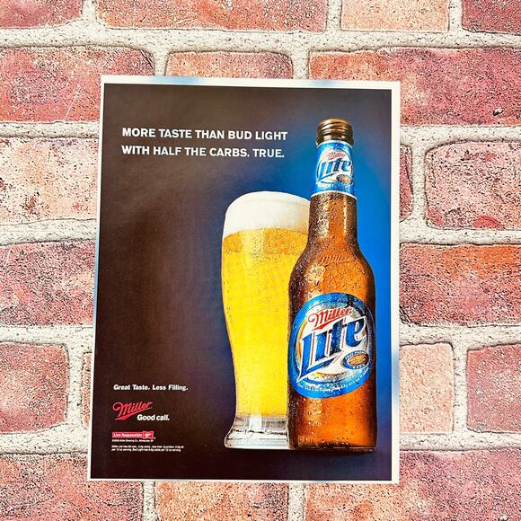 2005 Miller Lite Beer Ad More Taste Half Carbs Pint Bottle Y2K Print Ephemera - Picture 7 of 8